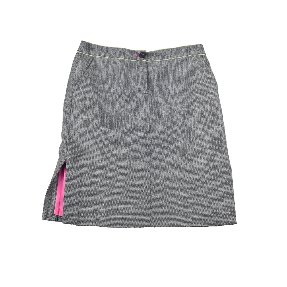 Sigrid Olsen Womens Skirt Herringbone Gray Size 6 31x22 Lined Pockets Side Slit